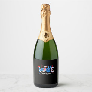 Love Nurse Life American Flag 4Th Of July Sparkling Wine Label