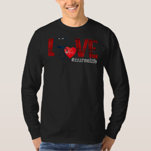 Love Nurse Life Buffalo Plaid Funny Nursing Clinic T-Shirt