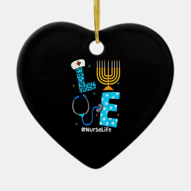Love Nurse Life Hanukkah Decoration Menorah Matchi (Front)