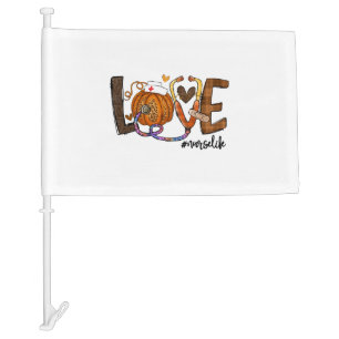 Love Nurse Life Pumpkin Leopard Fall Halloween Car Flag