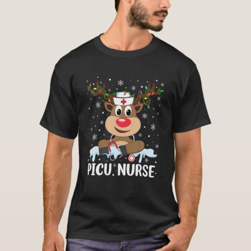 Love Nurse Life Reindeer Xmas PICU Nurse Christmas T_Shirt