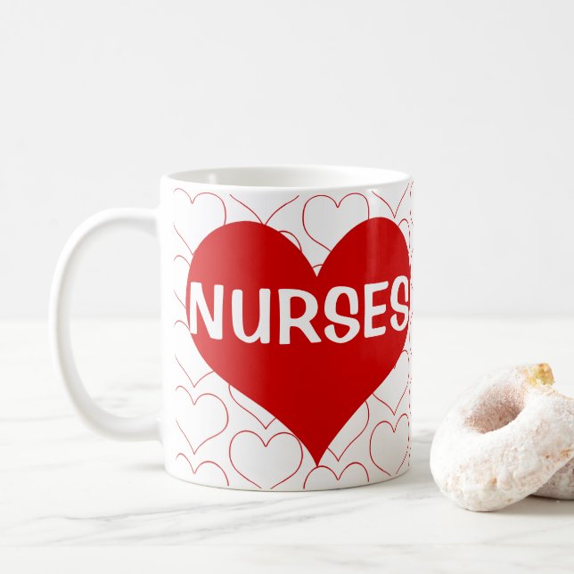 Love Nurses Hearts Coffee Mug (With Donut)