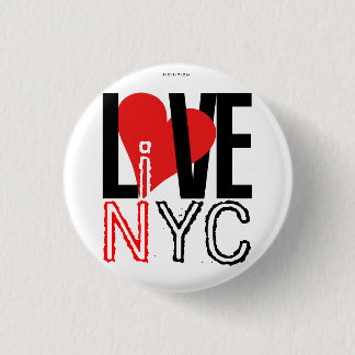 Love NYC Live In NYC Button Red White