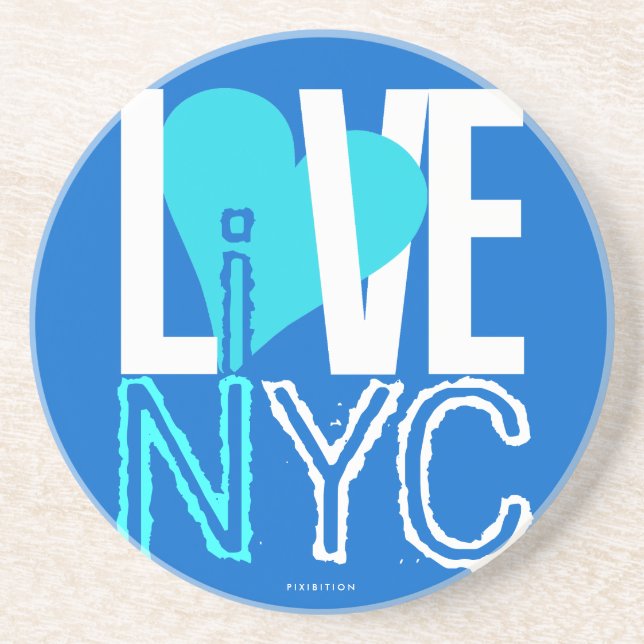 Love NYC Live In NYC Coaster Blue 4 (Front)