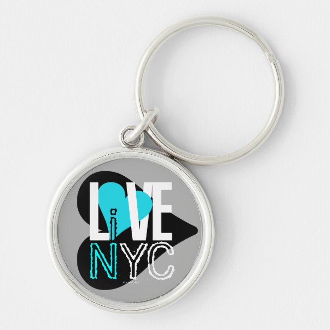 Love NYC Live In NYC Keychain Grey Blue (Front)