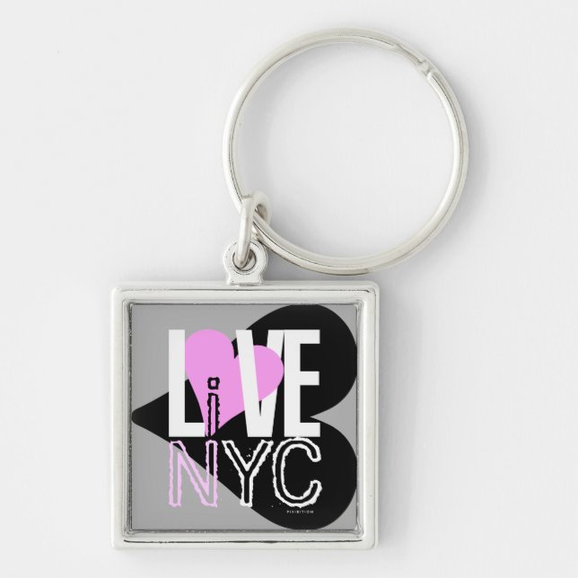 Love NYC Live In NYC Keychain Grey Pink (Front)