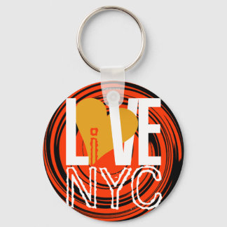 Love NYC Live In NYC Keychain Orange