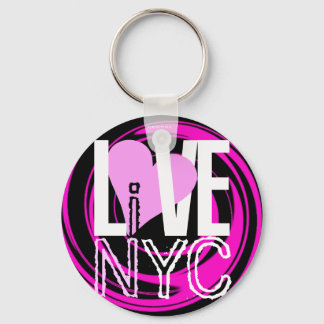Love NYC Live In NYC Keychain Pink