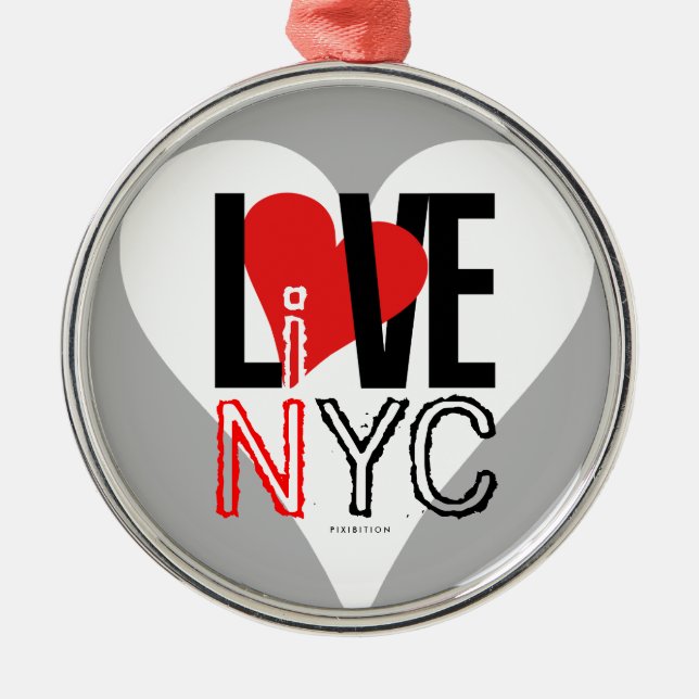 Love NYC Live In NYC Ornament Grey (Front)