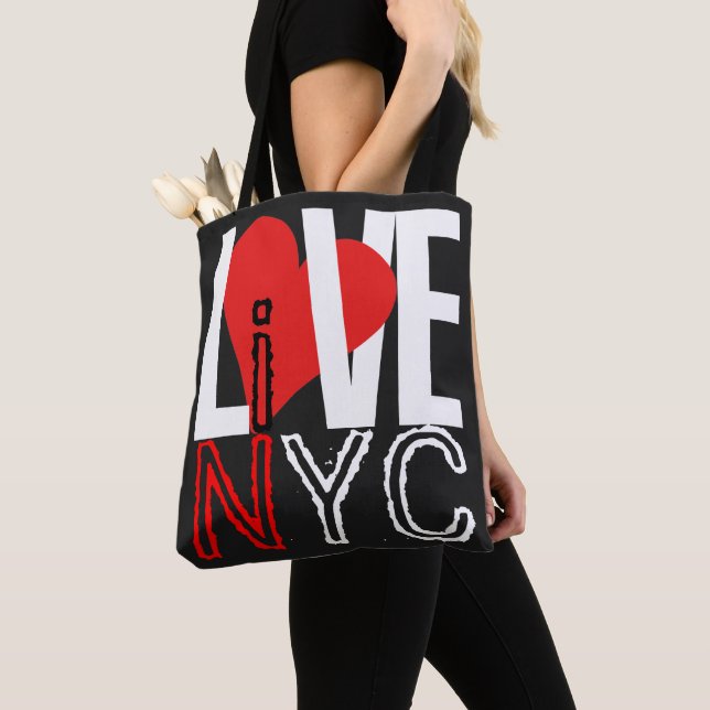 Love NYC Live In NYC Red Black White Bag (Close Up)
