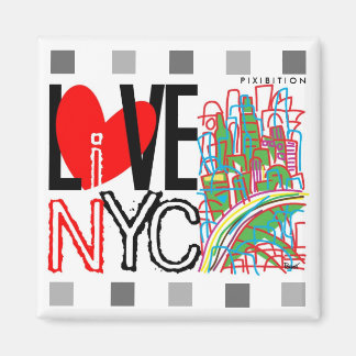 Love NYC & Live In NYC Square Magnet