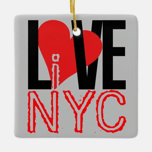 Love NYC Live In NYC Square Ornament (Front)