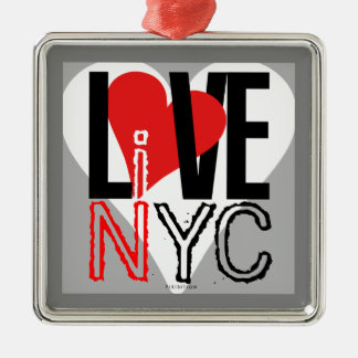 Love NYC Live In NYC Square Ornament Grey