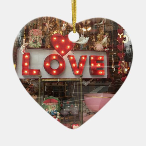 LOVE NYC Valentines Day Store Window Heart Sign Ceramic Ornament