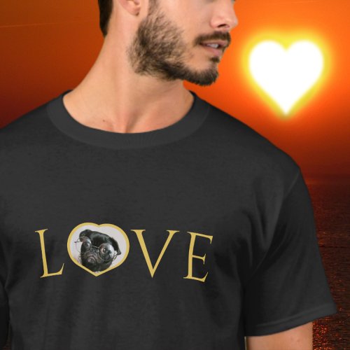  Love  O is custom heart photo Faux gold   T_Shirt