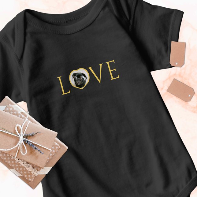  Love, O is custom heart photo Faux gold   T-Shirt Baby Bodysuit (Creator Uploaded)