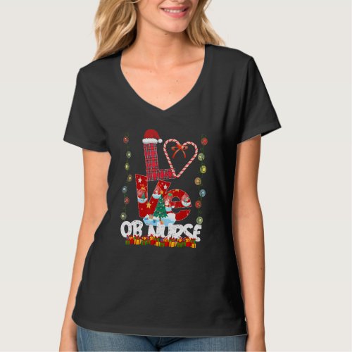 Love OB Nurse Santa Hat Candy Xmas Pajama   T_Shirt