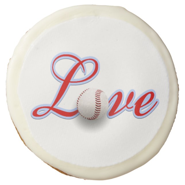 Love of Baseball Theme Wedding Favors Sugar Cookie (Front)