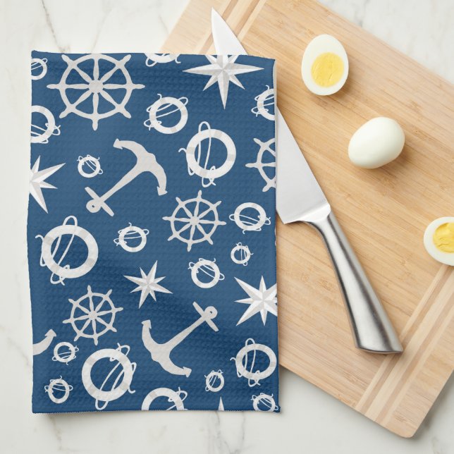 Love of Boating Anchor Life Ring Compass Kitchen Towel (Quarter Fold)