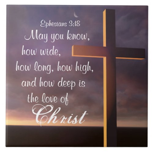 Love of Christ Bible Verse and Cross Ceramic Tile