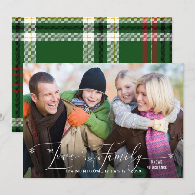 Love of Family Snowflake Typography Photo Holiday Card (Front/Back)