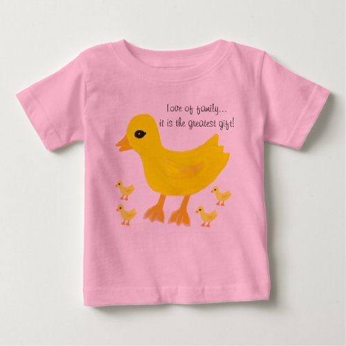 Love of Family Yellow Ducks Pink Tulle Baby T_Shirt