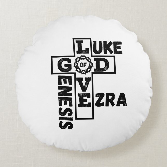Love Of God Biblical Crossword Round Pillow (Front)