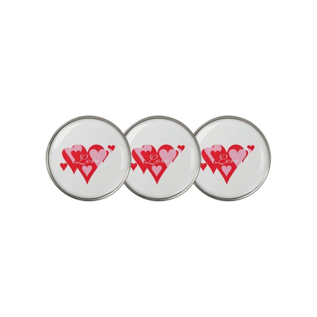 Love of Hearts Golf Ball Markers by Janz (3 Up)