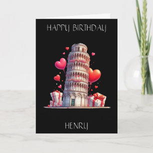 Love of Italy, Leaning Tower of Pisa. Editable Card