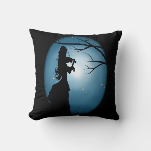 Love Of Music Lady Playing A Violin Throw Pillow