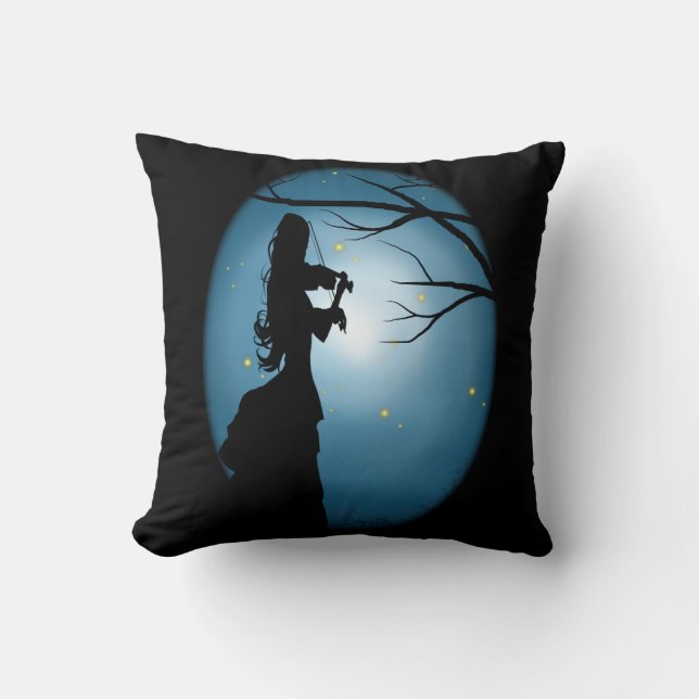 Love Of Music, Lady Playing A Violin Throw Pillow (Front)