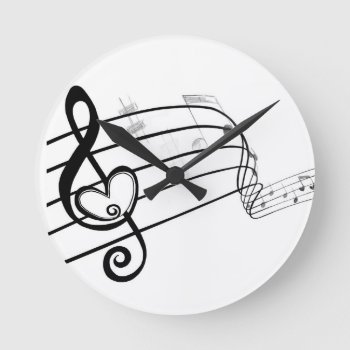 Love Of Music Round Clock by Letter_Art at Zazzle