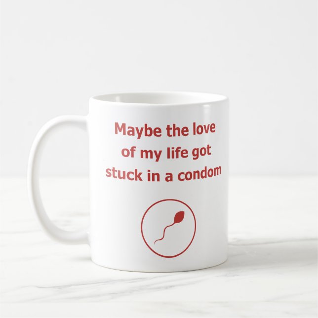 love of my life condom dating relation humor coffee mug (Left)