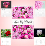 Love Of Peonies Wall Calendar<br><div class="desc">You'll love staying organized with this Beautiful Peony Flowers Calendar. Peonies are associated with good fortune, honor, and happy relationships. Indiana's state flower is the peony. Take a break from your day to admire the splendor of our stunning collection of peonies! Our Peony calendar makes an excellent present for any...</div>