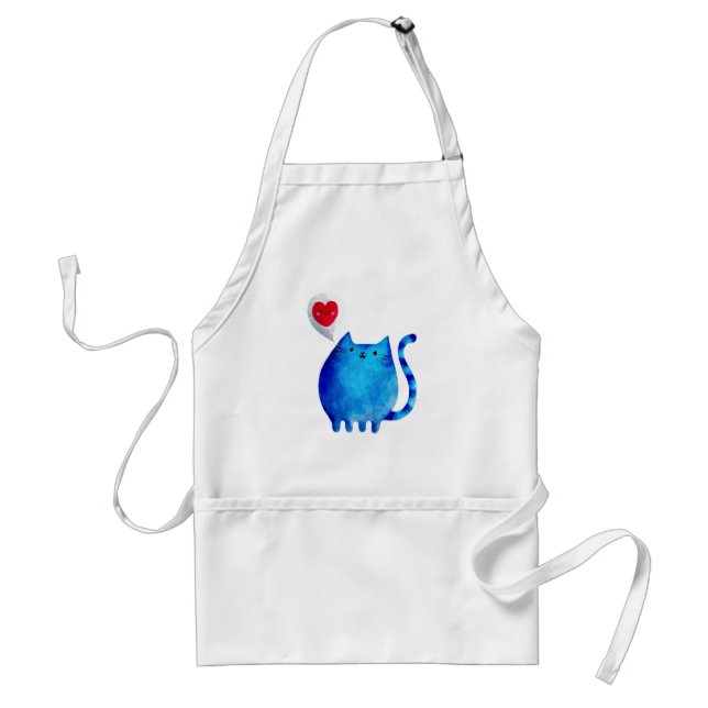Love of The Blue Kitty Cat Adult Apron (Front)