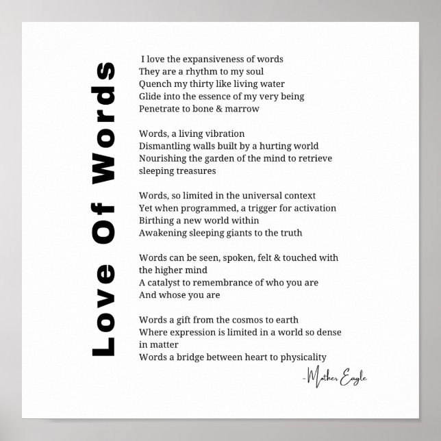 Love Of Words poem poetry wall art poster  (Front)