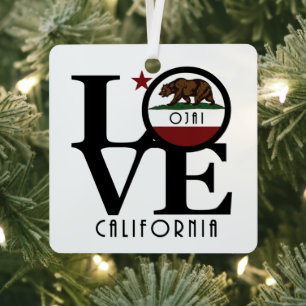 LOVE Ojai California Metal Ornament