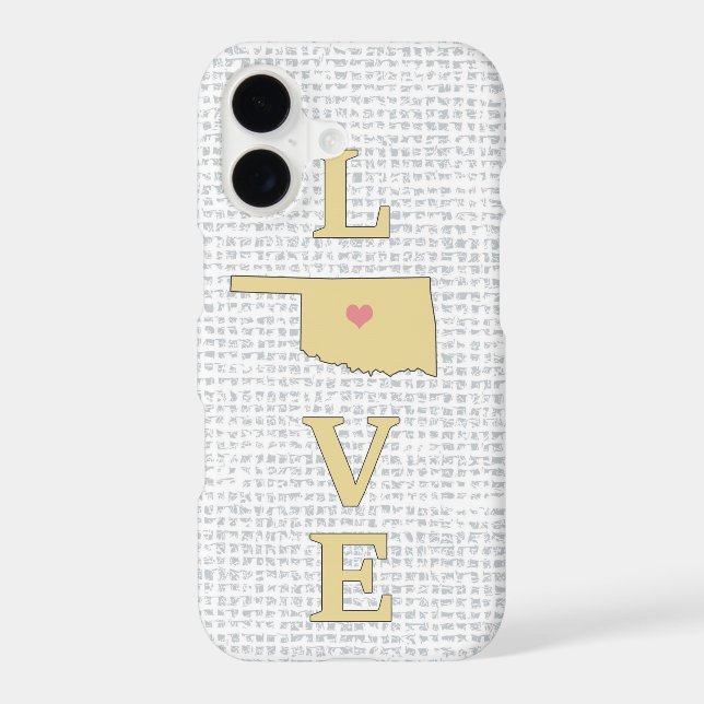 LOVE Oklahoma State Map moveable heart Iphone Case (Back)