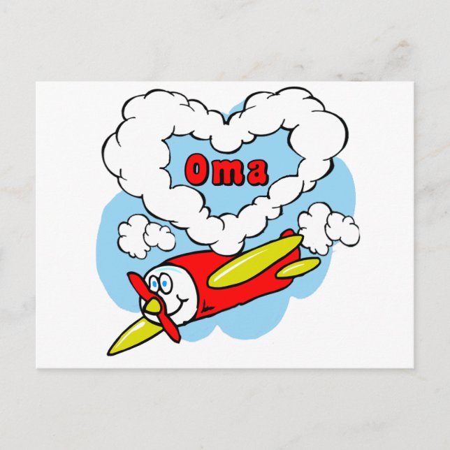 Love Oma Kids Airplane Postcard (Front)