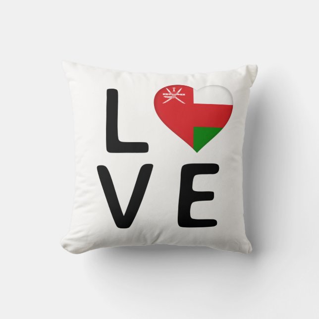 Love - Oman Flag Throw Pillow (Front)