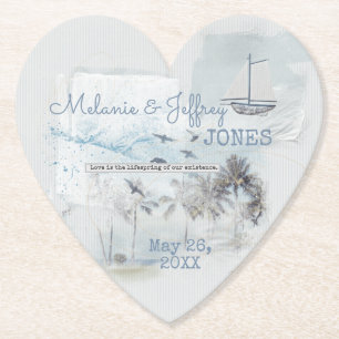 Love On A Beach Paper Coaster