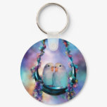 Love On A Moon Swing Art Keychain