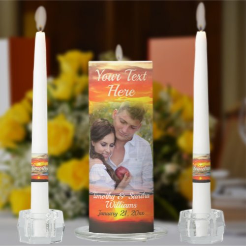 Love on Banderas Bay Sunset 1738 Unity Candle Set