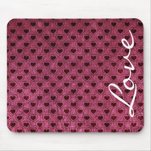 Love on Dark Hearts Grunge Pattern Mouse Pad