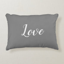 "Love" on Gray & White Accent Pillow