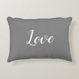 "Love" on Gray & White Accent Pillow