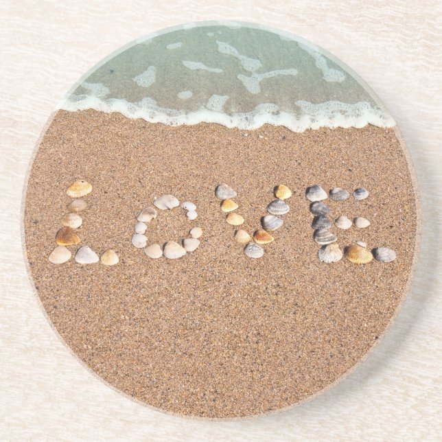 Love on the Beach Sea Shell Coasters (Front)