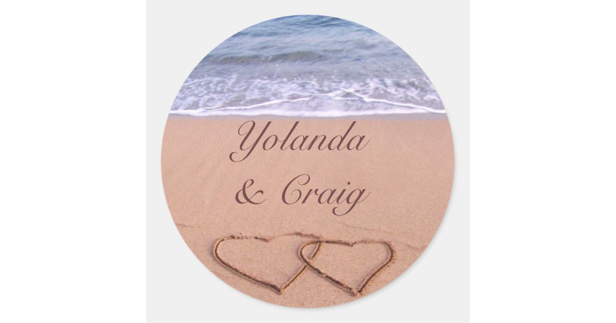 Love on the beach wedding stickers | Zazzle