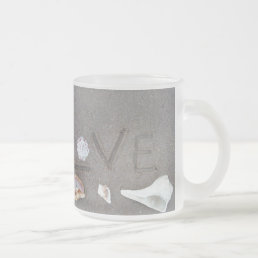 Love on the Beach with sea shells Frosted Glass Coffee Mug