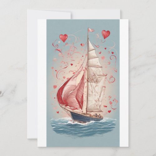 Love on the Horizon Valentines Day Sailboat Gree Holiday Card
